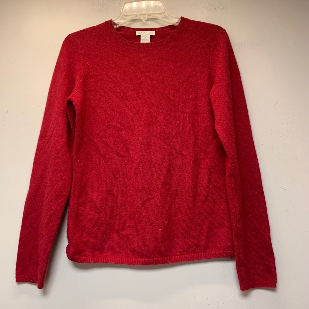 Tweeds Sweater Womens S Red Fair 100% 2-Ply Cashmere Crew Neck Long Sleeve 14341
